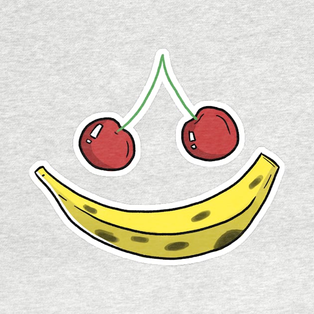 Banana Cherry Smiley Face by Idraws